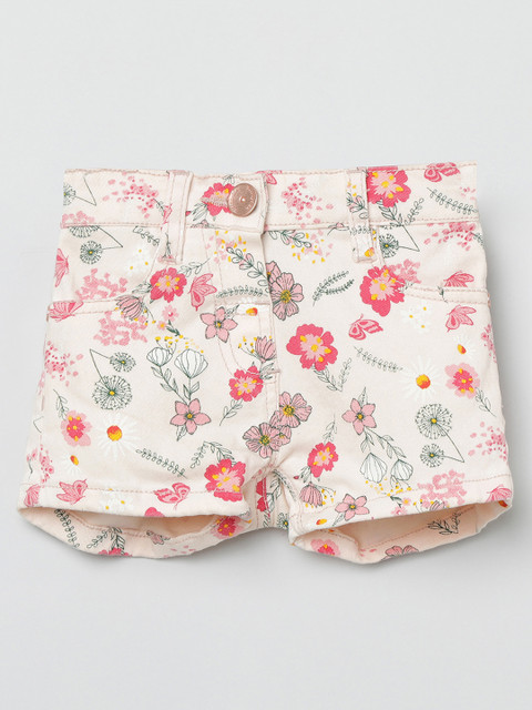 

max Girls Cream-Coloured Printed Regular Fit Hot Pants