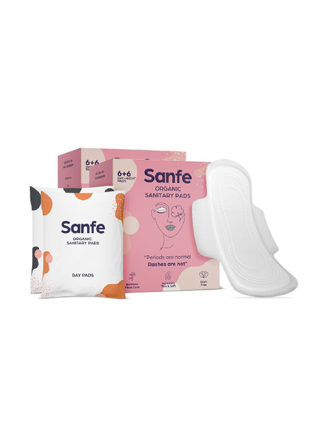 

Sanfe Bamboo Sanitary Pads - Combo Pack - 12 Days Pads & 12 Night Pads, White