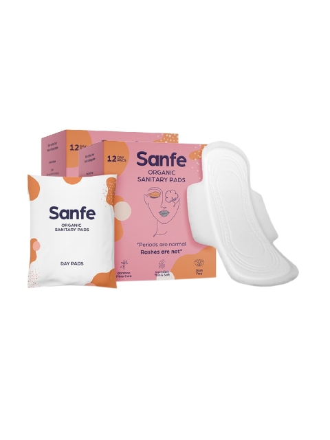 

Sanfe Women Set Of 24 Bamboo Ultra-Thin Natural Day Sanitary Pads, Na