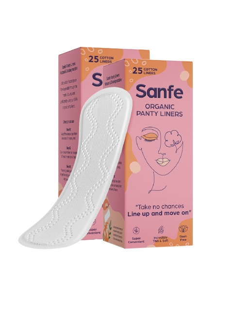 

Sanfe Set of 50 Rash Free Biodegradable Organic Cotton Panty Liners, White