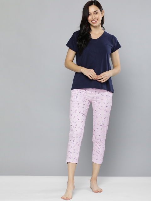 

HERE&NOW Women Navy Blue & Pink Night Suit