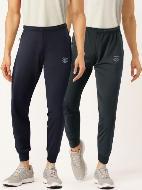 

Sports52 wear Men Pack of 2 Navy Blue & Charcoal Grey Rapid-Dry Track pants