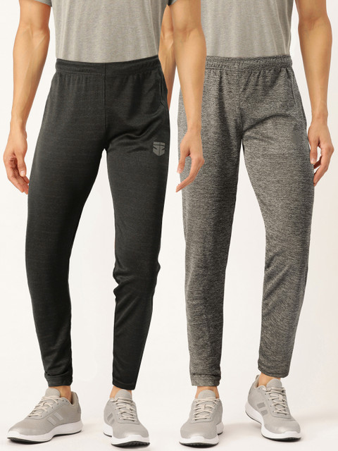 

Sports52 wear Pack of 2 Men's Black and Grey Solid Track Pants
