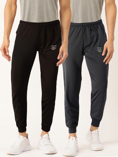 

Sports52 wear Men Pack of 2 Black & Charcoal Grey Rapid-Dry Track pants