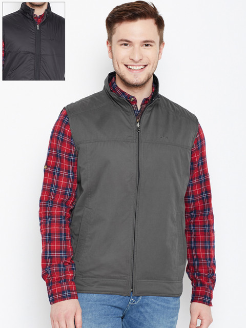 

ColorPlus Men Grey Solid Reversible Tailored Jacket