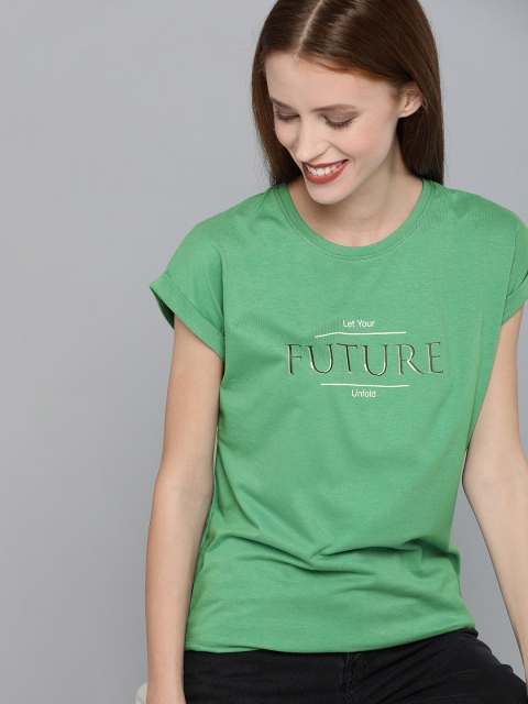 

Mast & Harbour Women Green Printed Round Neck T-shirt