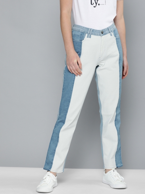 

Mast & Harbour Women Blue & White Regular Fit Mid-Rise Clean Look Jeans
