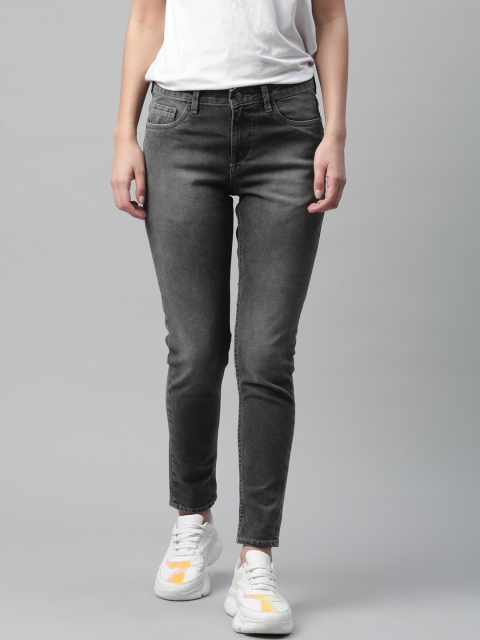 

Mast & Harbour Women Charcoal Grey Skinny Fit Light Fade Stretchable Cropped Jeans