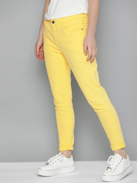 

Mast & Harbour Women Yellow Skinny Fit Mid-Rise Clean Look Stretchable Jeans