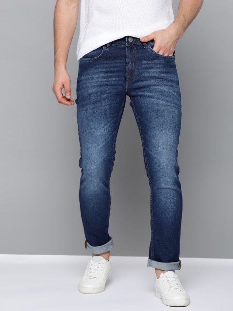 

Mast & Harbour Men Navy Blue Skinny Fit Washed Mid-Rise Stretchable Jeans