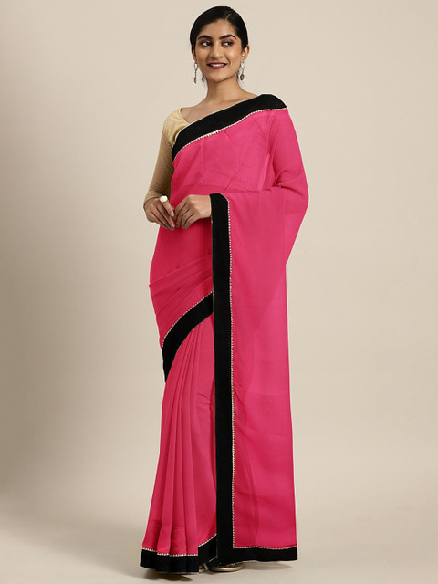 

KALINI Pink Woven Design Poly Georgette Saree