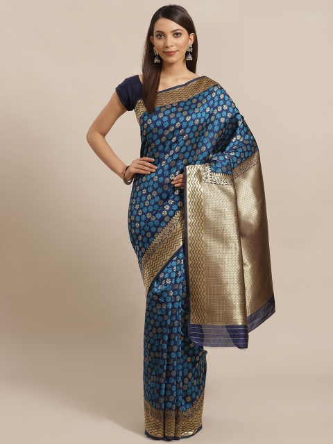 

Mitera Blue & Golden Woven Design Banarasi Saree