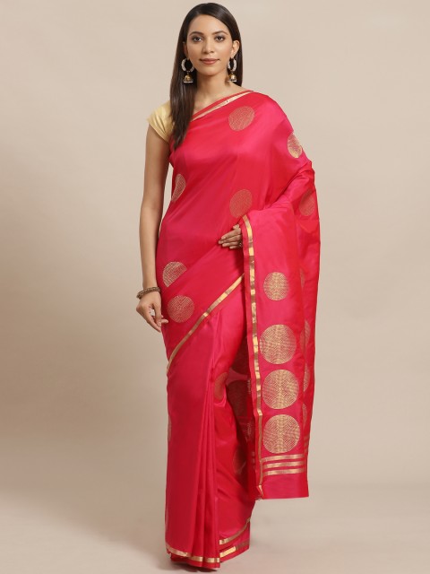

Mitera Pink & Golden Zari Woven Design Banarasi Saree