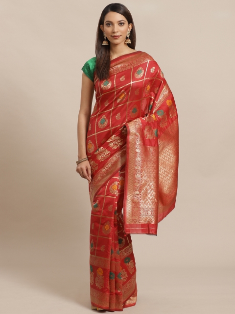 

Mitera Maroon & Golden Zari Woven Design Banarasi Saree