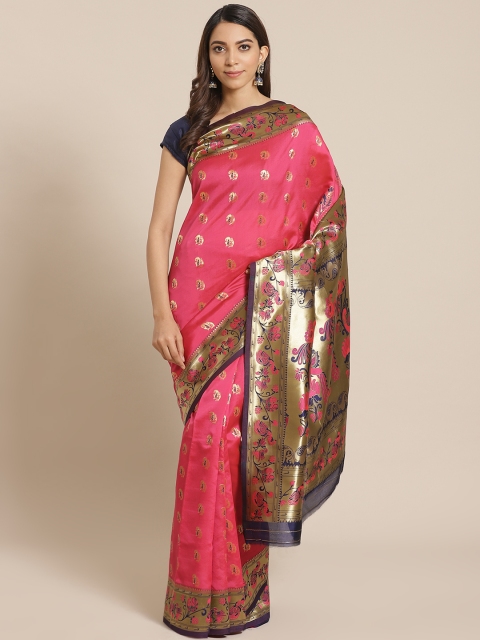 

Mitera Pink & Golden Zari Woven Design Banarasi Saree