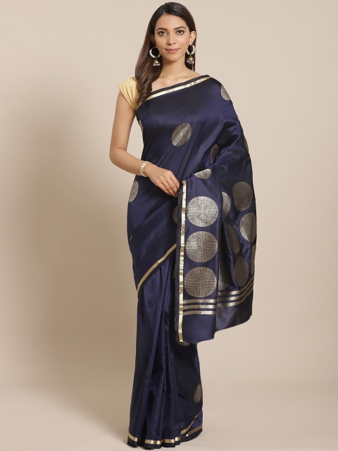 

Mitera Navy Blue & Golden Zari Woven Design Banarasi Saree