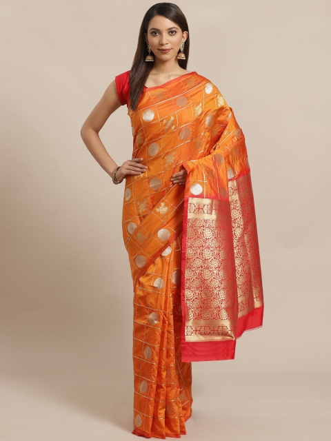 

Mitera Orange & Golden Woven Design Banarasi Saree