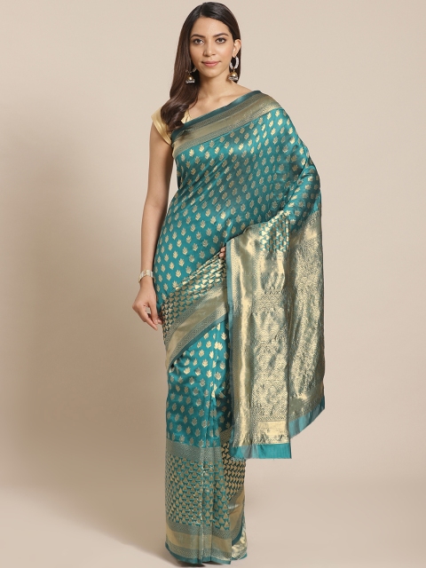 

Mitera Teal Green & Golden Woven Design Banarasi Saree