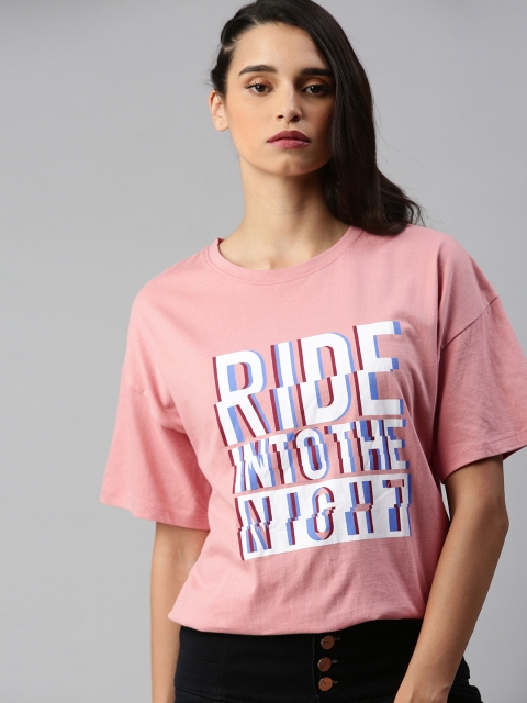 

Roadster Women Rose Printed Round Neck Pure Cotton T-shirt