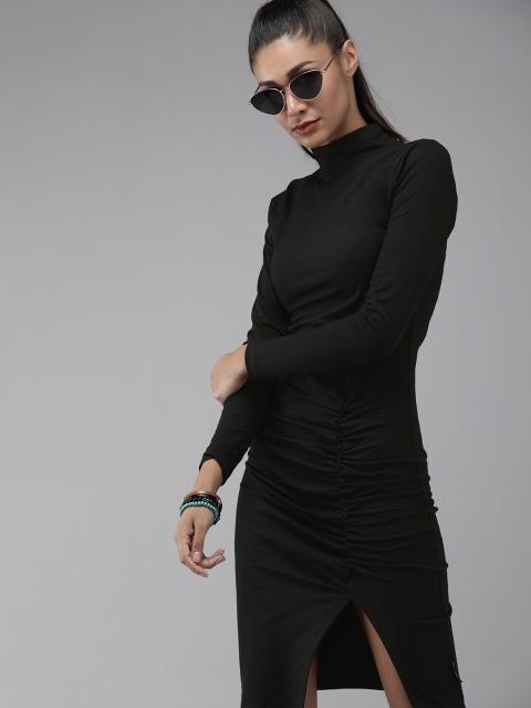 

Roadster Women Black Solid Bodycon Dress