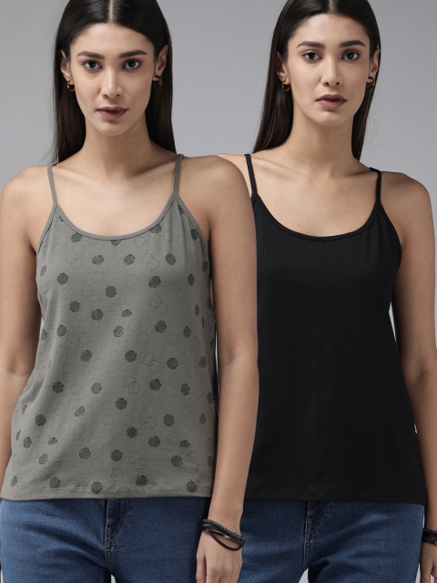 

Roadster Women Pack of 2 Grey & Black Cami Top