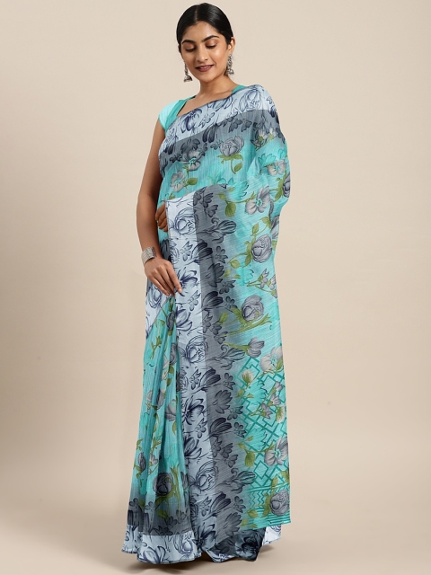 

KALINI Blue Floral Printed Saree