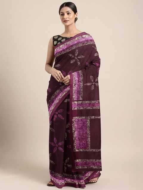 

KALINI Maroon & Pink Linen Blend Printed Saree