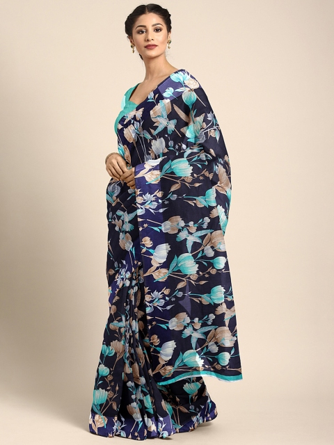 

KALINI Navy Blue Floral Printed Saree