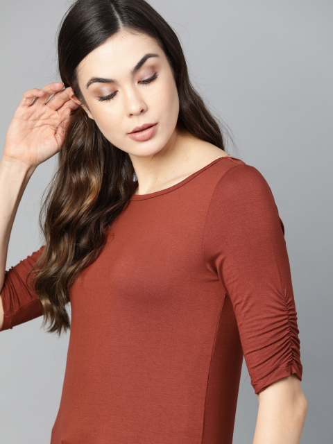 

The Roadster Lifestyle Co Women Rust Brown N9 PURE SILVER - MICRO PD Antimicrobial Technology T-shirt