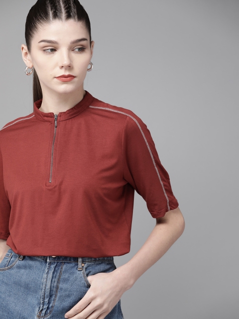 

Roadster Rust Red Solid Anti-Bacterial Finish Regular Top