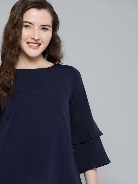 

Mast & Harbour Women Navy Blue Solid Top
