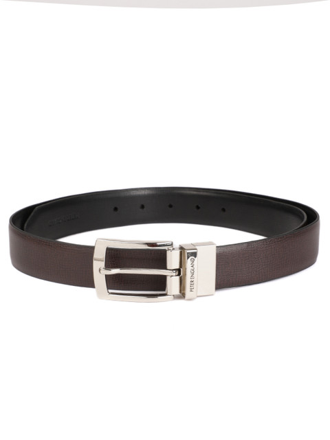 

Peter England Men Black & Brown Textured Reversible Leather Belt