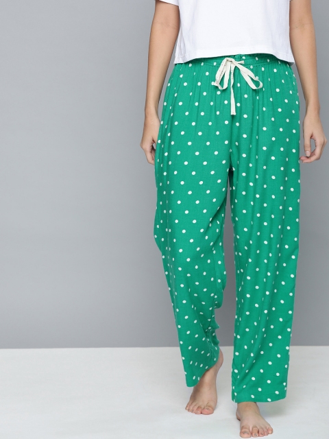 

Chemistry Women Green & White Polka Dot Print Lounge Pants