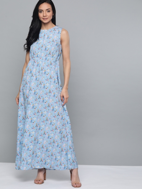

Mast & Harbour Women Blue & Pink Floral Printed Maxi Dress