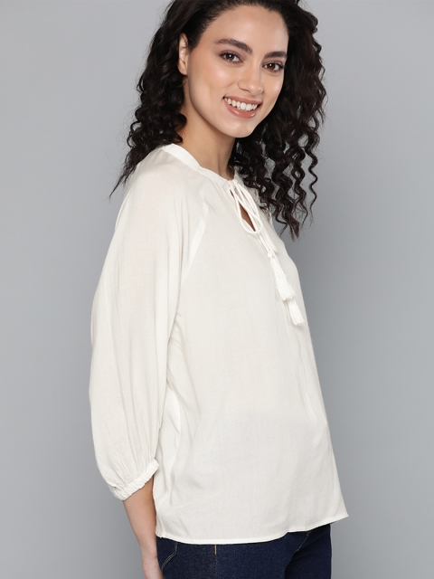 

Mast & Harbour Women White Solid Top