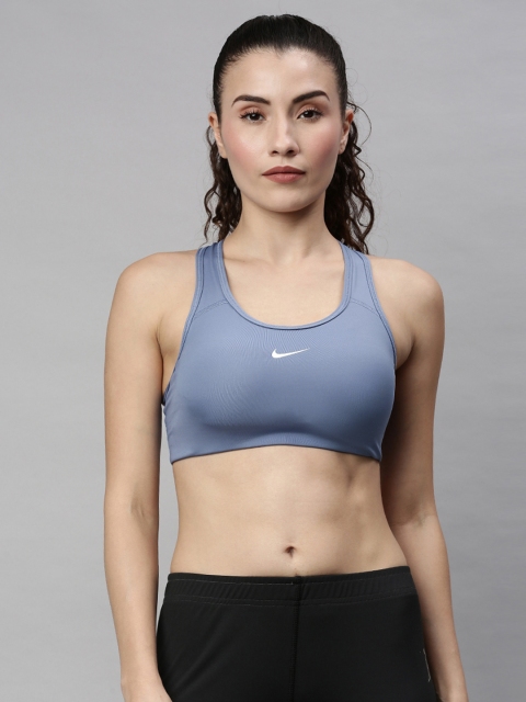 Nike Blue SWOOSH Non-Wired Lightly Padded Workout Bra