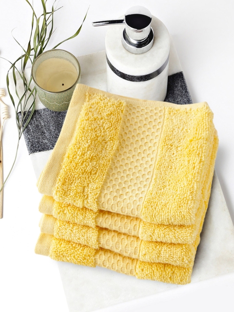 

Portico New York Yellow Cotton Set of 4 Face Towels, Olive