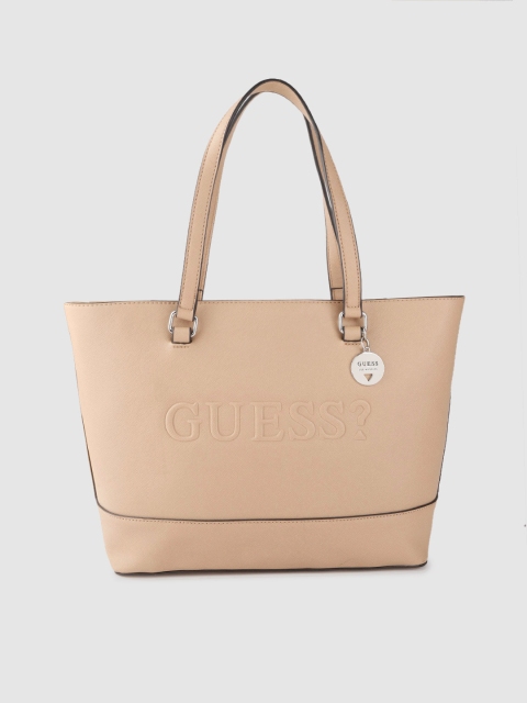 

GUESS Beige Brand Logo Embossed Print Shoulder Bag