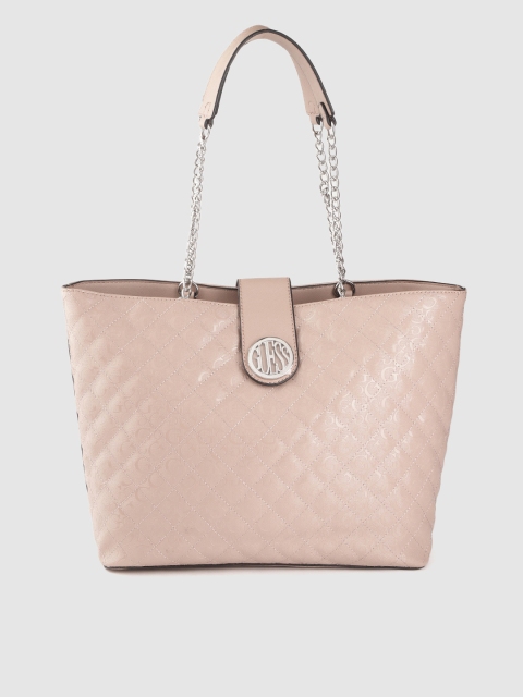

GUESS Dusty Pink Brand Logo Print Quilted Shoulder Bag
