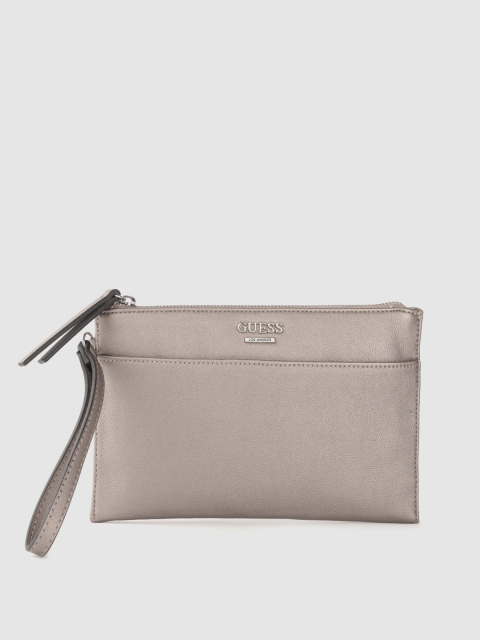 

GUESS Taupe Solid Purse with Wrist Loop