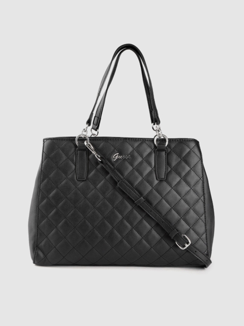 

GUESS Black Quilted Shoulder Bag with Detachable Sling Strap