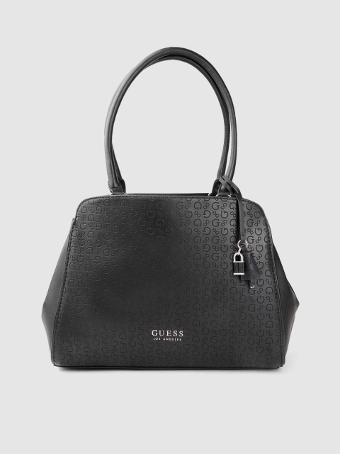 

GUESS Black Brand Logo Textured Shoulder Bag