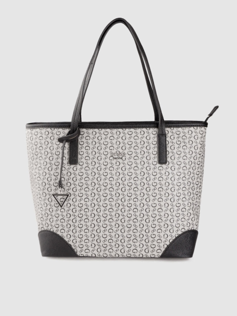 

GUESS Grey & Black Brand Logo Print Shoulder Bag