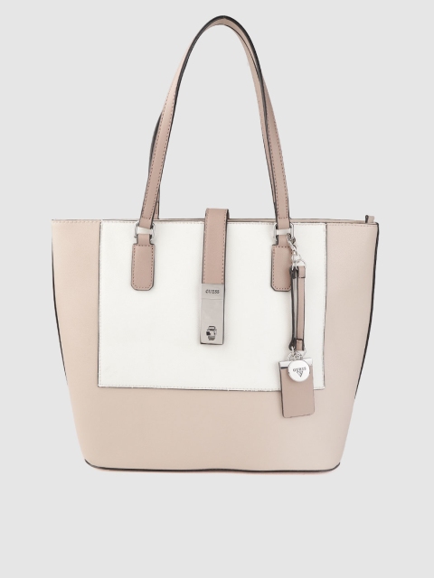 

GUESS Dusty Pink & White Colourblocked Shoulder Bag with Detachable Tab