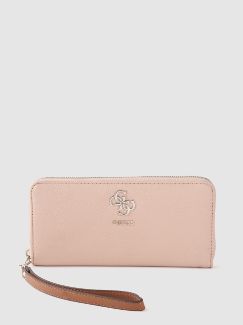 

GUESS Women Peach-Coloured Solid Zip Around Wallet With Wrist Loop