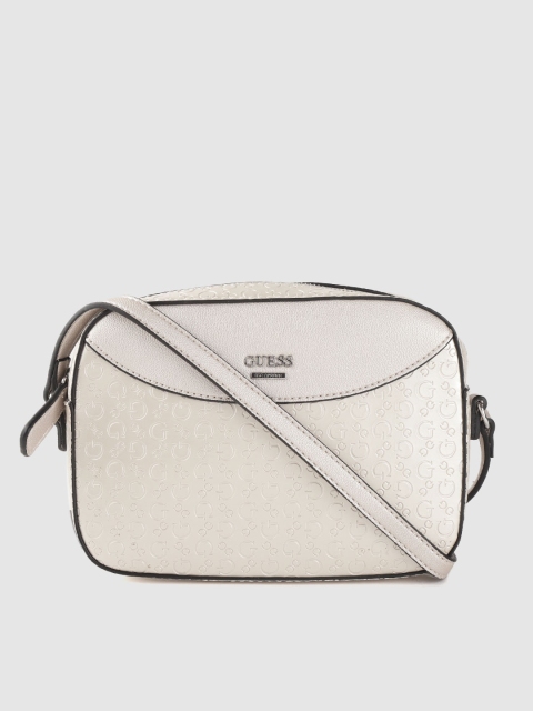 

GUESS Champagne Brand Logo Textured Sling Bag