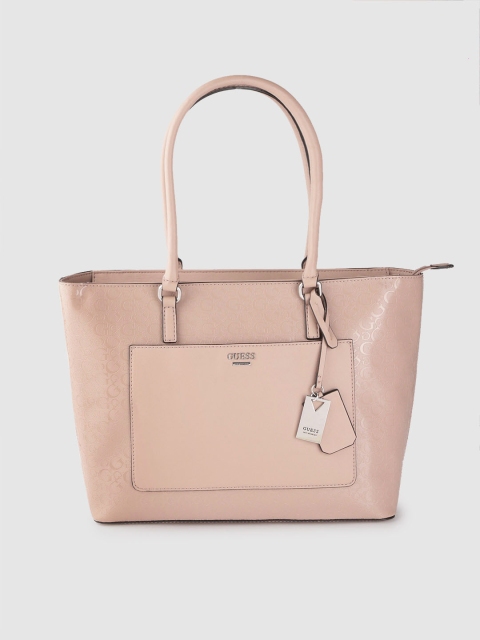

GUESS Dusty Pink Brand Logo Textured Shoulder Bag