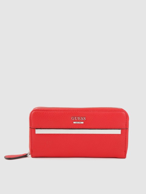

GUESS Women Red Solid Zip Around Wallet