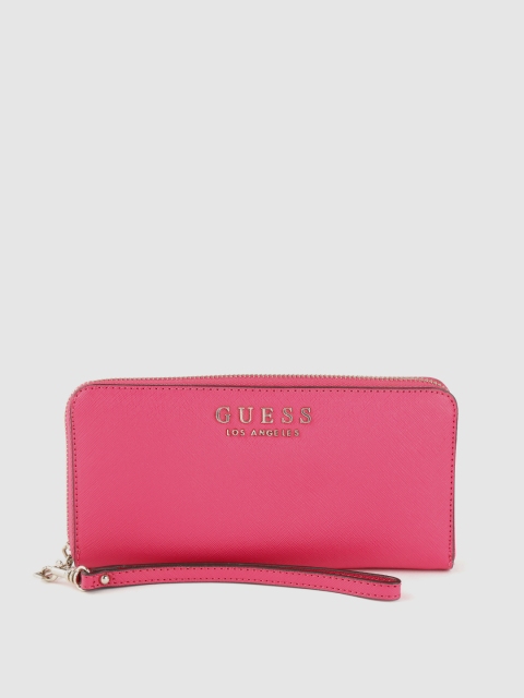 

GUESS Women Pink Solid Zip Around Wallet