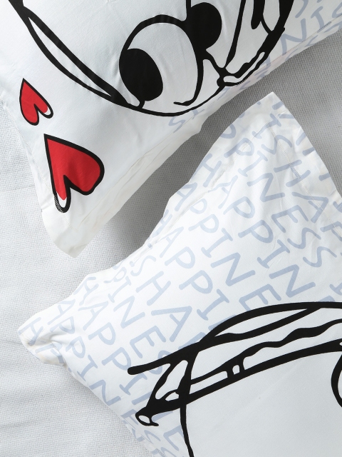 

Portico New York Happiness Is Off-White Set of 2 Cartoon Print 18" x 27'' Rectangular Pillow Covers